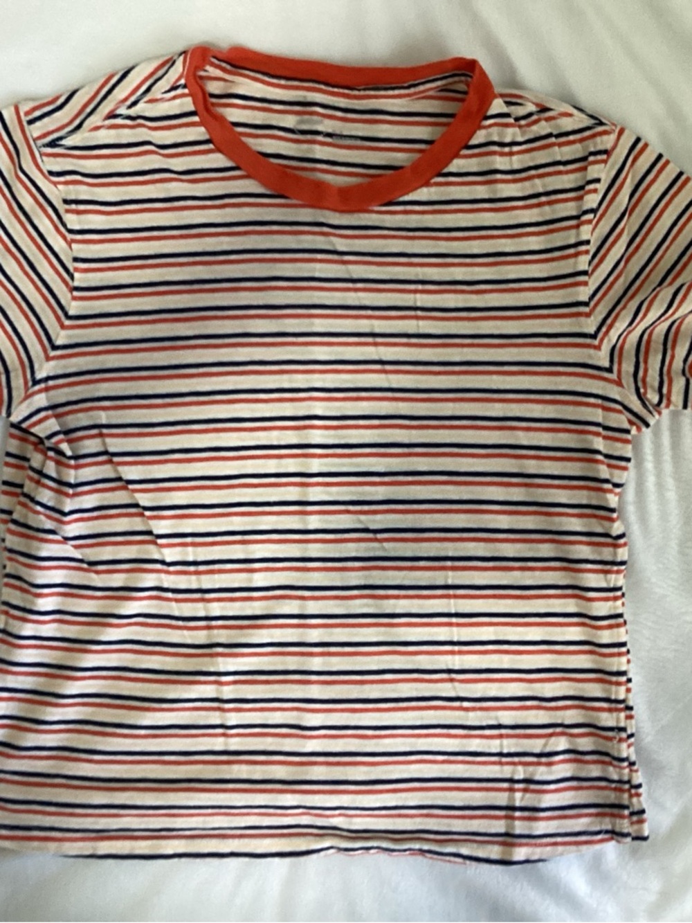 aerie Kids Short Sleeve Striped Tee in White, Red & Navy